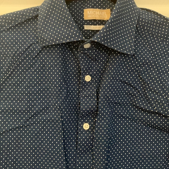 Michael Kors blue dotted long sleeve dress shirt Sz 15, 32/33 Slim fit - Picture 2 of 6
